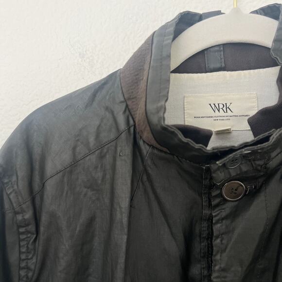 [WRK] Work.Rest.Karma Dark Brown Coated Linen Cargo Bush Coat Jacket Sz Medium M - Picture 10 of 12